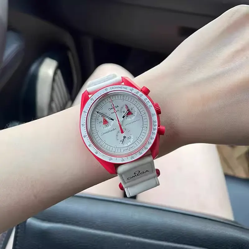 Omega x Swatch Fiery Red Mission to Mars Bioceramic Moonswatch  SO33R100